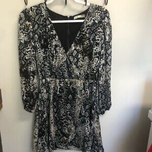 Alice + Olivia Rita Black Gray Faux Wrap Snakeskin Dress 4